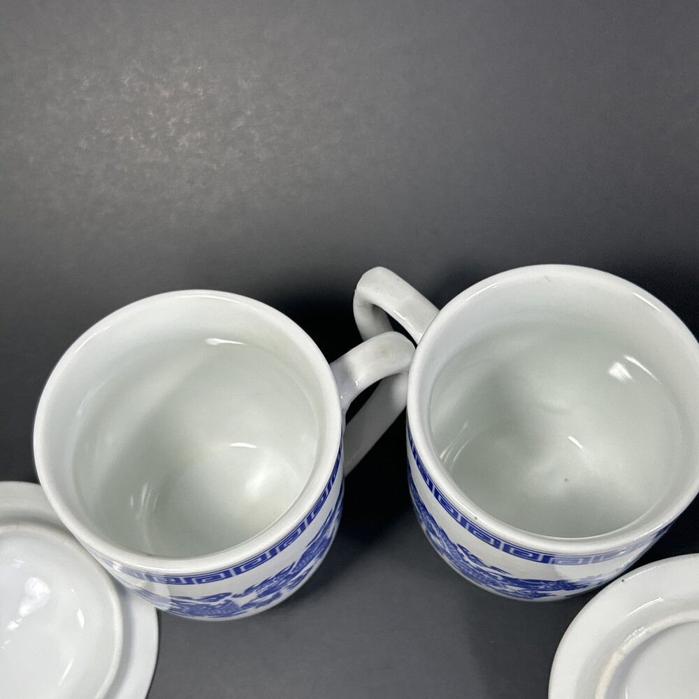 Vintage Chinese Jingdezhen Zhi Blue & White Dragon Lidded Porcelain Mug - Picture 4 of 5